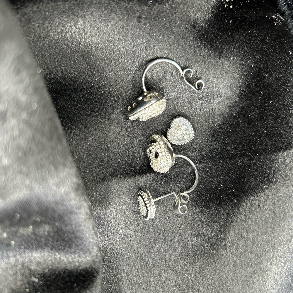 Simply Vera Vera Wang Silver Skull and Heart Earrings - Picture 2 of 2